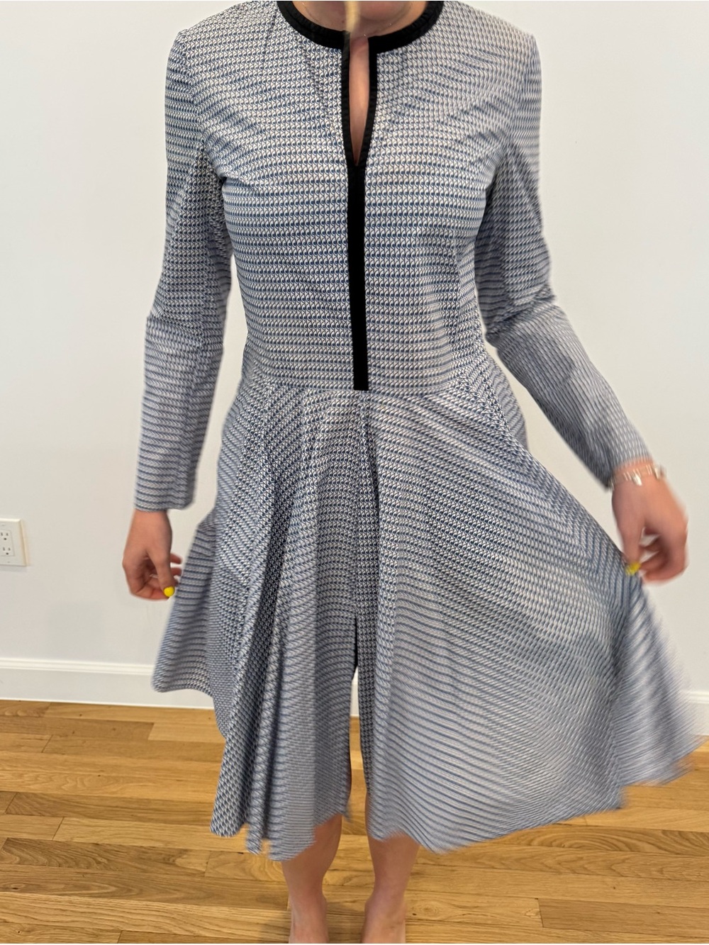 Marni Black & White Long-Sleeve Fit-and-Flare Dress